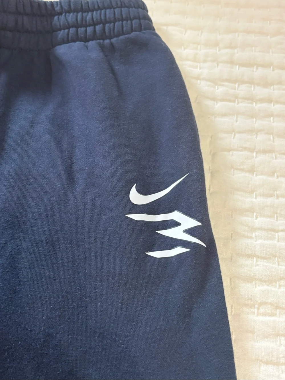 Kids Nike Navy Blue Sweatpants with White 3 Brand Logo